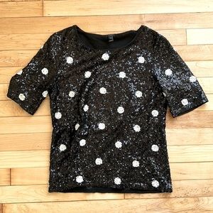 J. Crew Sequin Polka Dot Short Sleeved Tee